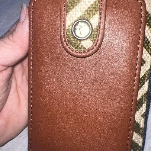 Spartina 449 Linen Leather Zip Around Wallet Cell Phone Change Purse Daufuskie - Picture 15 of 16