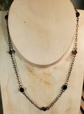 Delicate Choker Necklace Purple Glass Aurora Borealis 16" Bezeled simple