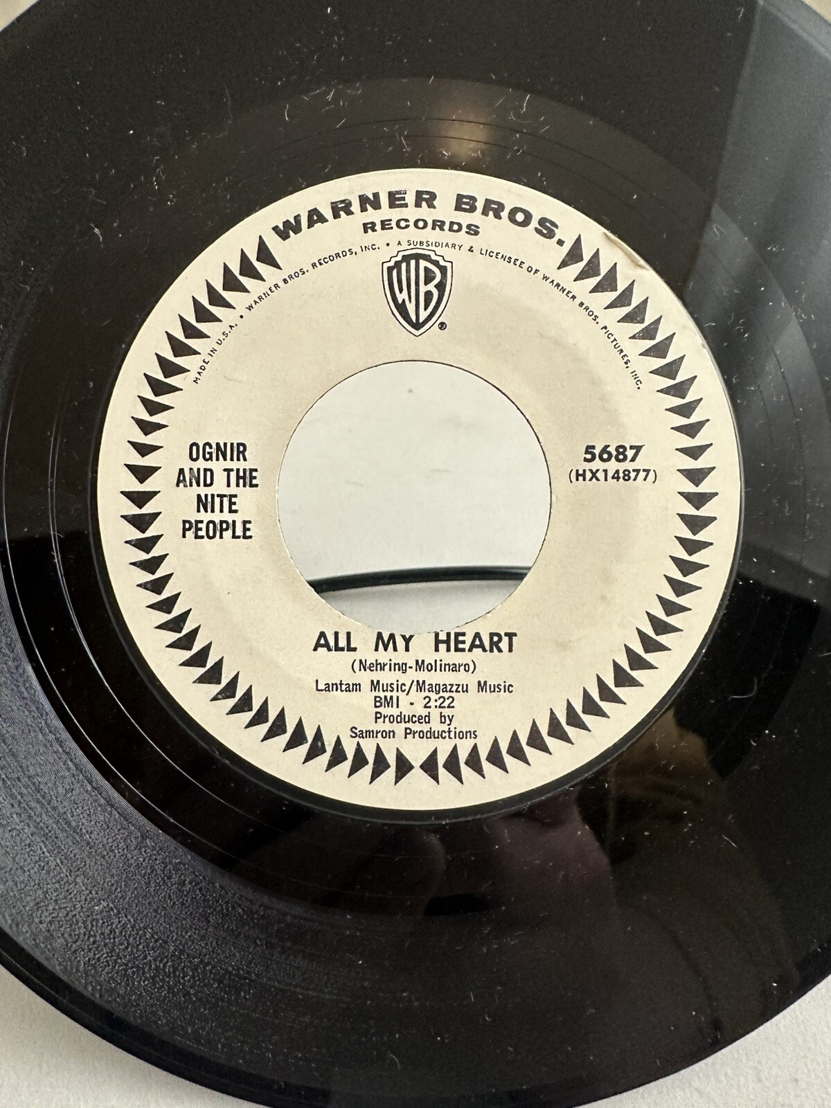 Ognir And The Nite People 45RPM - I Found A New Love/All My Heart WLP VG+