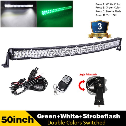 7/14/22/32/42/50/52inch Green&White Offroad Led Light Bar Truck Driving Hunting - Picture 81 of 82