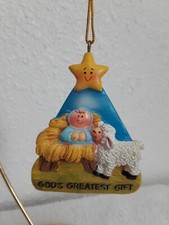 Lot Nativity 3D GODS GREATEST GIFT Baby Jesus Smiling Star Christmas Ornaments
