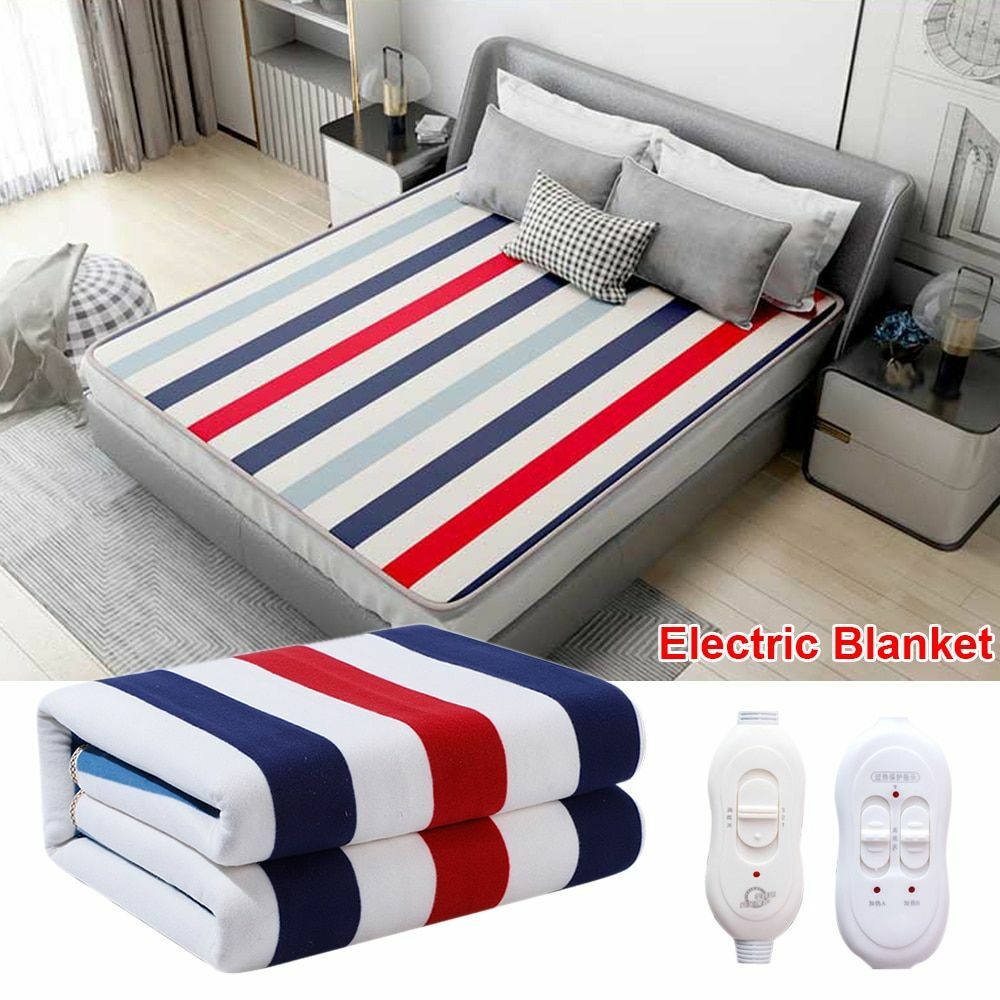 Electric Double Heated Blanket Adjustable Thermostat Remote Control Body  Warmer | eBay