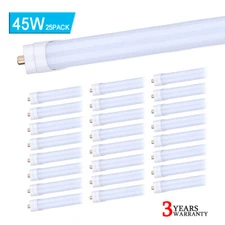 25 Pack T8 FA8 Single Pin 8' Led Tube Light Bulbs 45W 8FT Led Shop Light 5000K