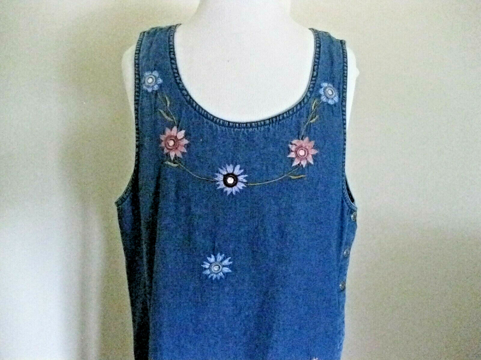 Basic Editions Large Blue Denim Maxi Jumper Dress… - image 5