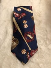 Van Heusen Mens Necktie Baseball Bat Cleats 417 Blue Tie Sports Preowned