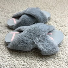 Toms Susie Faux Fur Slippers Slides Womens Size 9 Gray Casual Comfort Cozy
