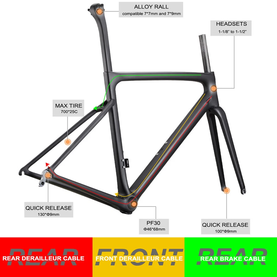 AIRWOLF T1100 Carbon Ultralight 787g Road Bike Carbon Frame 700C Racing Bicycle - Bild 4 von 4