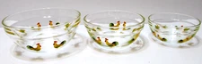 3 Small Clear Glass Nesting Bowls Rooster Design Prepping Mixing Serving Storing