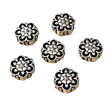 50 Flower Spacer Beads Tibetan Silver 11x5.1mm Flat Textured Snowflake Two Sided