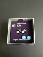 Claire's set of 3 Christmas holidays stud Earrings Snowflakes Penguin .925 NEW