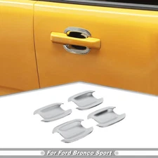 For 2021-2024 Ford Bronco Sport ABS Chrome Exterior Door Handles Bowl Cover Trim