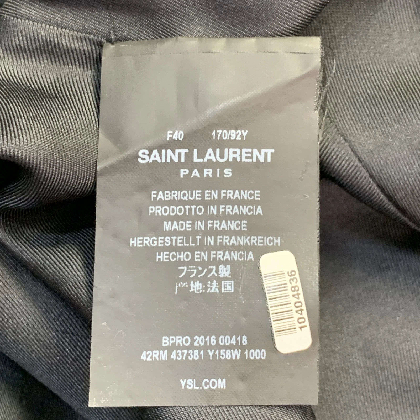 SAINT LAURENT (YSL) Abito manica lunga SAINT LAURENT taglia 8 nero oro lana crepe strass