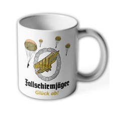 Tasse Fallschirmjäger WW2 Glück ab! Luftwaffe Adler Abzeichen Fallschirm #43377
