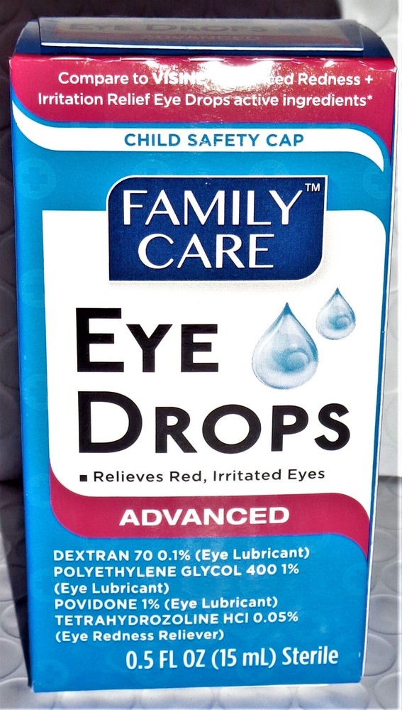 Family Care Eye Drops Advanced for Red & Dry Eyes Lot of 1 to 6 ( 0.5 Oz ) Each*