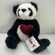 Vintage DAX by Ganz Panda Bear Stuffed Animal Plush Holding A Heart 12"