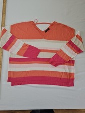 Ladies Jumper M S Size 18 V Neck Long Sleeve Multicoloured 13072
