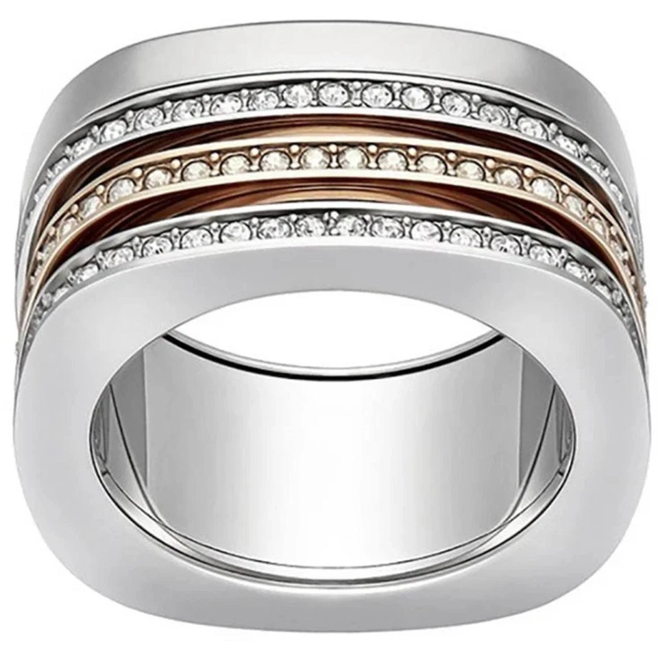 Swarovski Women's Ring Vio Rhodium and Rose Gold Plated Crystals, Size 7 5152856