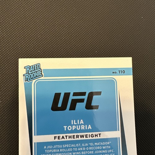 2022 Donruss Optic UFC Ilia Topuria Rated Rookie Purple Prizm Rookie #110 RC - Foto 9 di 9