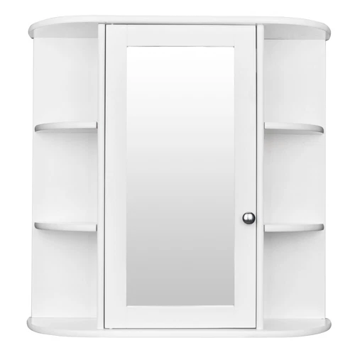 3-tier Single Door Mirror Indoor Bathroom Wall Mounted Cabinet Shelf White US - Picture 3 of 16