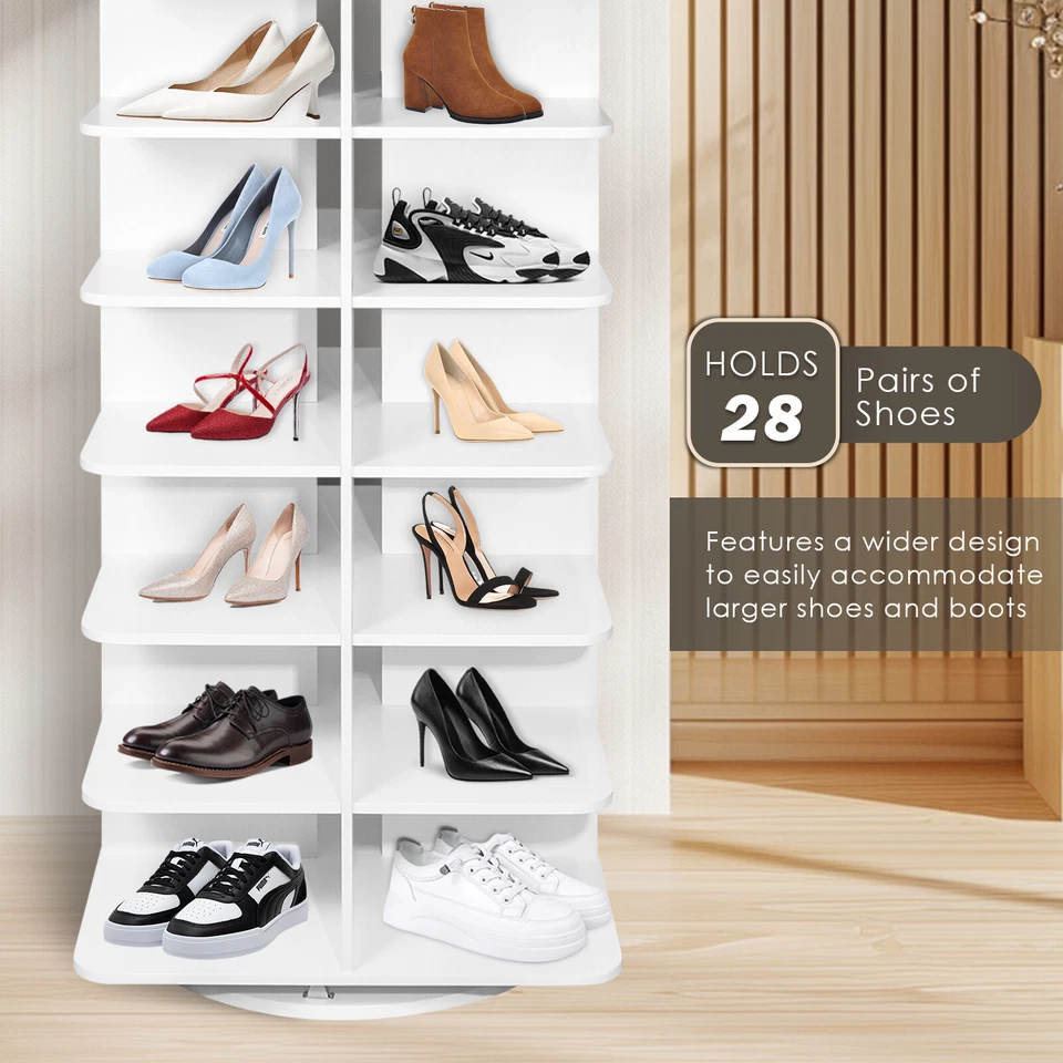7-Tier Rotating Shoes Rack Tower Spining Lazy 360° Revolving Storage Carousel - Image 3 of 4
