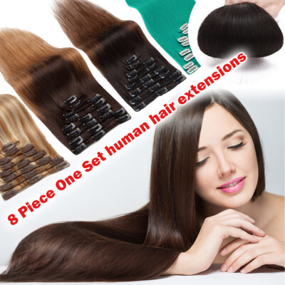 CLEARANCE Soft Clip In Human Hair Extensions Real Remy Hair Weft Full Head Thick