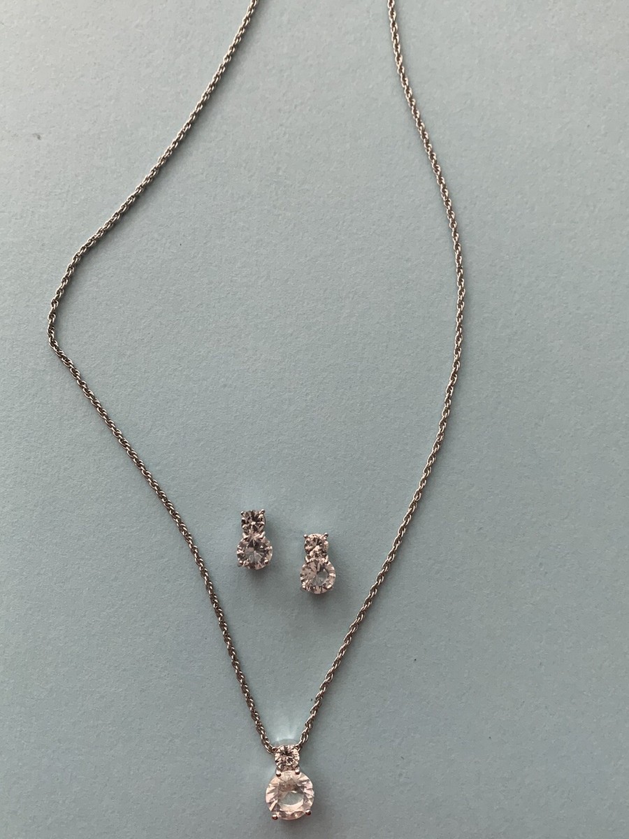 Signed Swarovski Brilliance Necklace Earrings Crystal Pendant