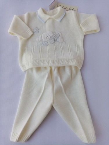 Completo neonato pura lana panna/cielo 0m prima nascita da corredino | eBay
