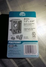 2 Hubbell Bell Plastic Outlet Box Wet Location 3 Holes 1/2" or 3/4" W/ Reducers
