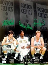 LARRY BIRD ROBERT PARISH KEVIN MCHALE BOSTON CELTICS BIG 3 SIGNED 11X14 COA