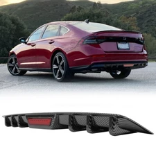 Carbon Fiber Style Rear Diffuser Lower Bumper 6-Fins Splitter For Honda Accord