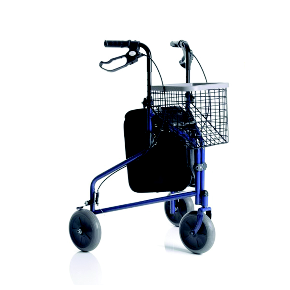 Deambulatore girello Rollator per anziani disabili Cryo In Acciaio 3 Ruote Blu M