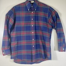 Vintage LL Bean Flannel Plaid Button Down Shirt USA Made Mens 16 34