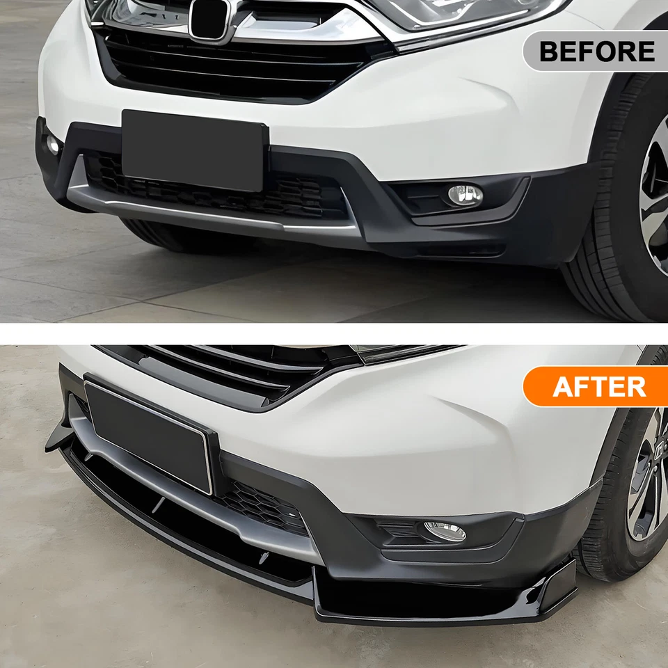 Kit de carrocería de parachoques negro brillante divisor de alerón para HONDA CRV CR-V 2017-2019 Foto 2 de 4