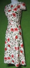 Preston & York Ivory Raspberry Floral Stretch Crepe Social Tea Dress 18 $99