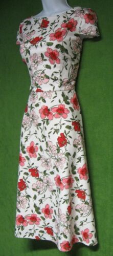 Preston & York Ivory Raspberry Floral Stretch Crepe Social Tea Dress 16 $99 - Picture 2 of 6