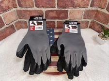 Tool Bench Hardware Latex Work Gloves Heavy Duty  Gray safety latex-coated 2 pk
