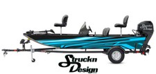 Boat Wrap Gray Cyan Black Vinyl Graphic Decal Kit Fishing Abstract Crossover
