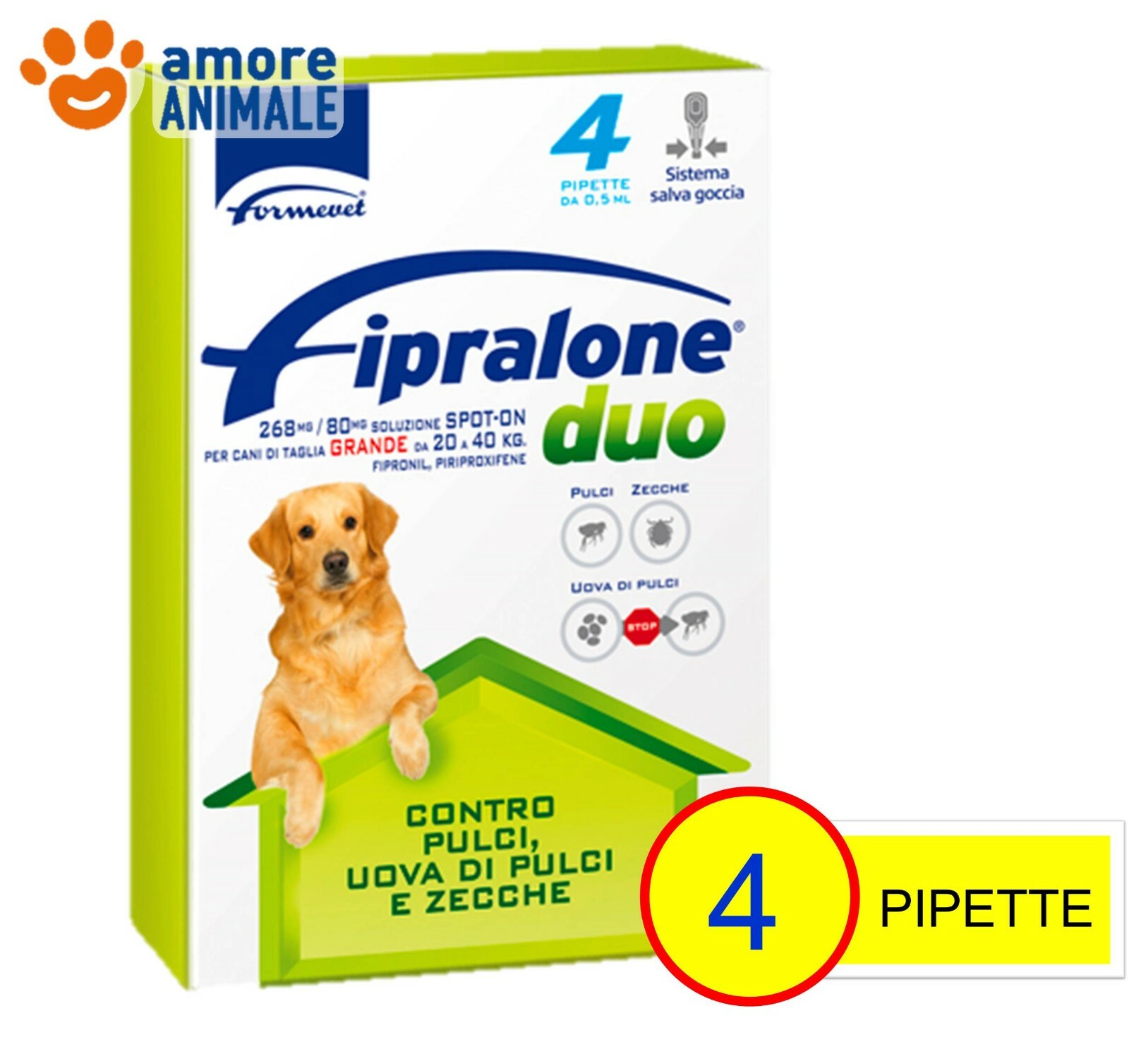 Fipralone DUO Spot On Cane 20-40 kg Tg. Grande 4 - 8- 12 pipette img