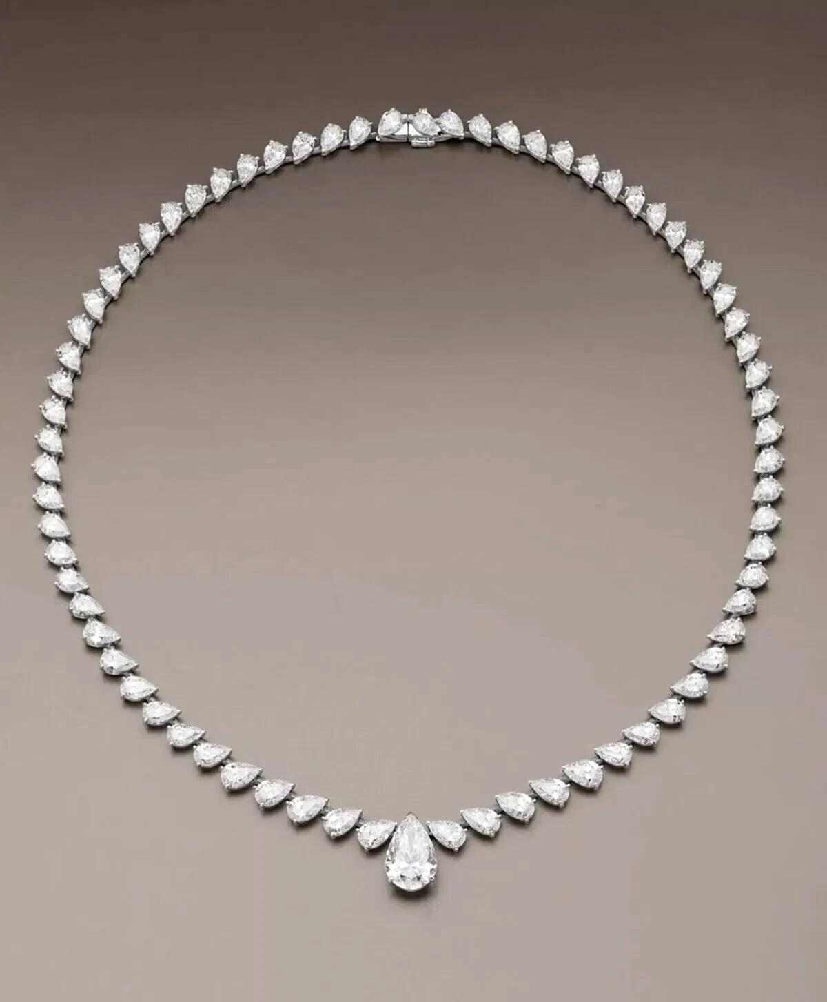 25Ct Pear Cut Lab Created Diamond Women's Tennis Necklace 14k White Gold Plated
