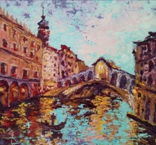 Venice canals Original Art cityscape Oil Painting landscape Street Italian