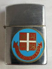 NEWFOUNDLAND FLIP TOP POCKET LIGHTER BY STAR VINTAGE RETRO TOBACCIANA METAL