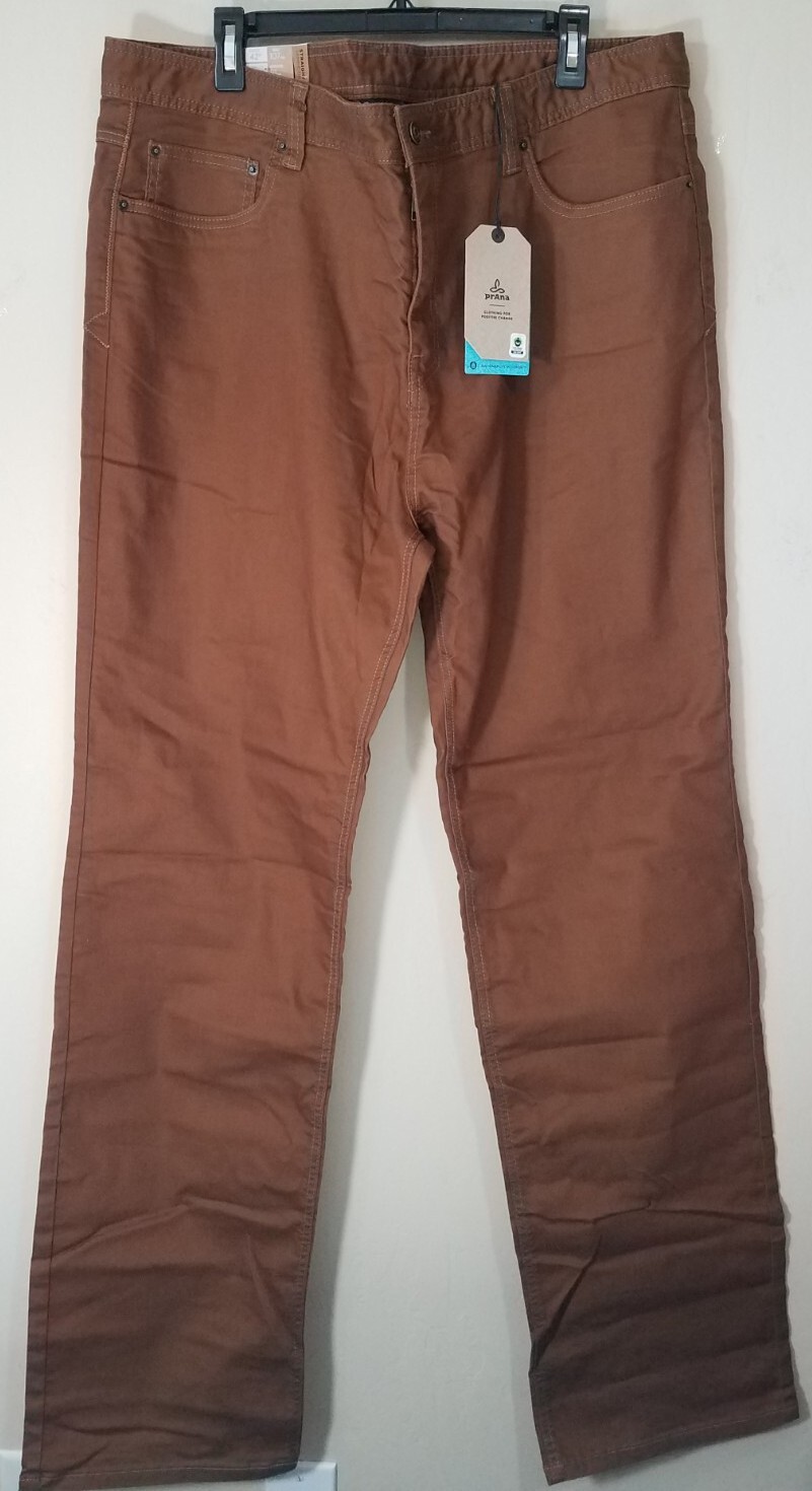 Men 42x36 Slim Fit Straight Denim Organic Sepia Brown New