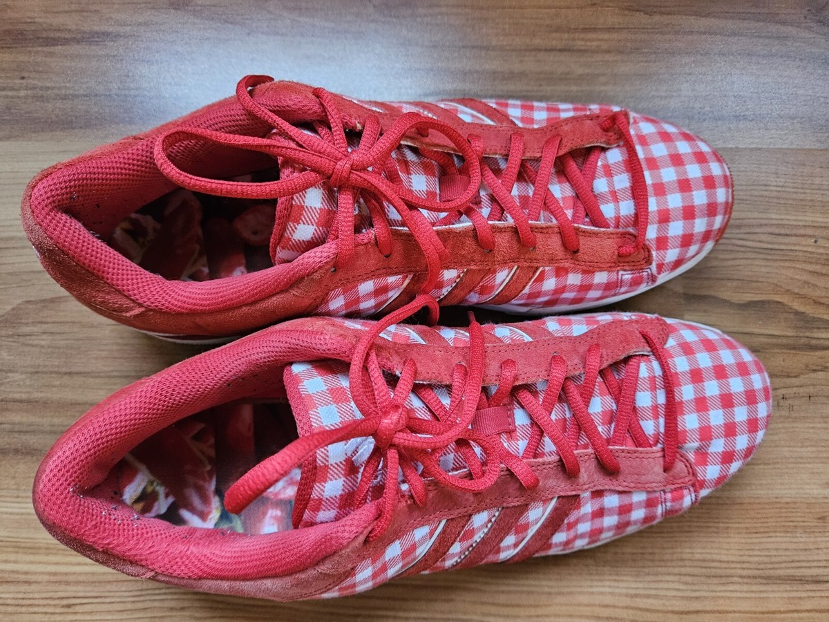 Adidas 2007 Vintage Red White Gingham Checkered Shoes Sz 12