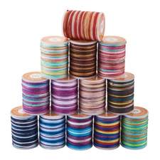 13 Roll 1mm 13 Color Segment Dyed Polyester Thread Braided Cord Beading String