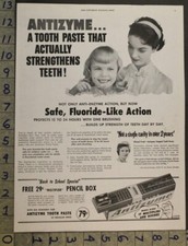 1955 LISTERINE ANTIZYME TOOTHPASTE DENTAL BRUSH TEETH PENCIL FLOURIDE AD 29535