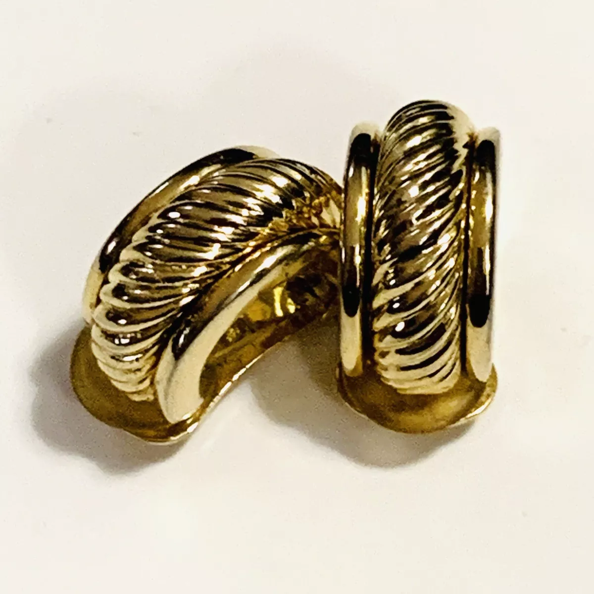 Nordstrom Gold Tone Clip On Earrings Signed Vintage Semi Hoop