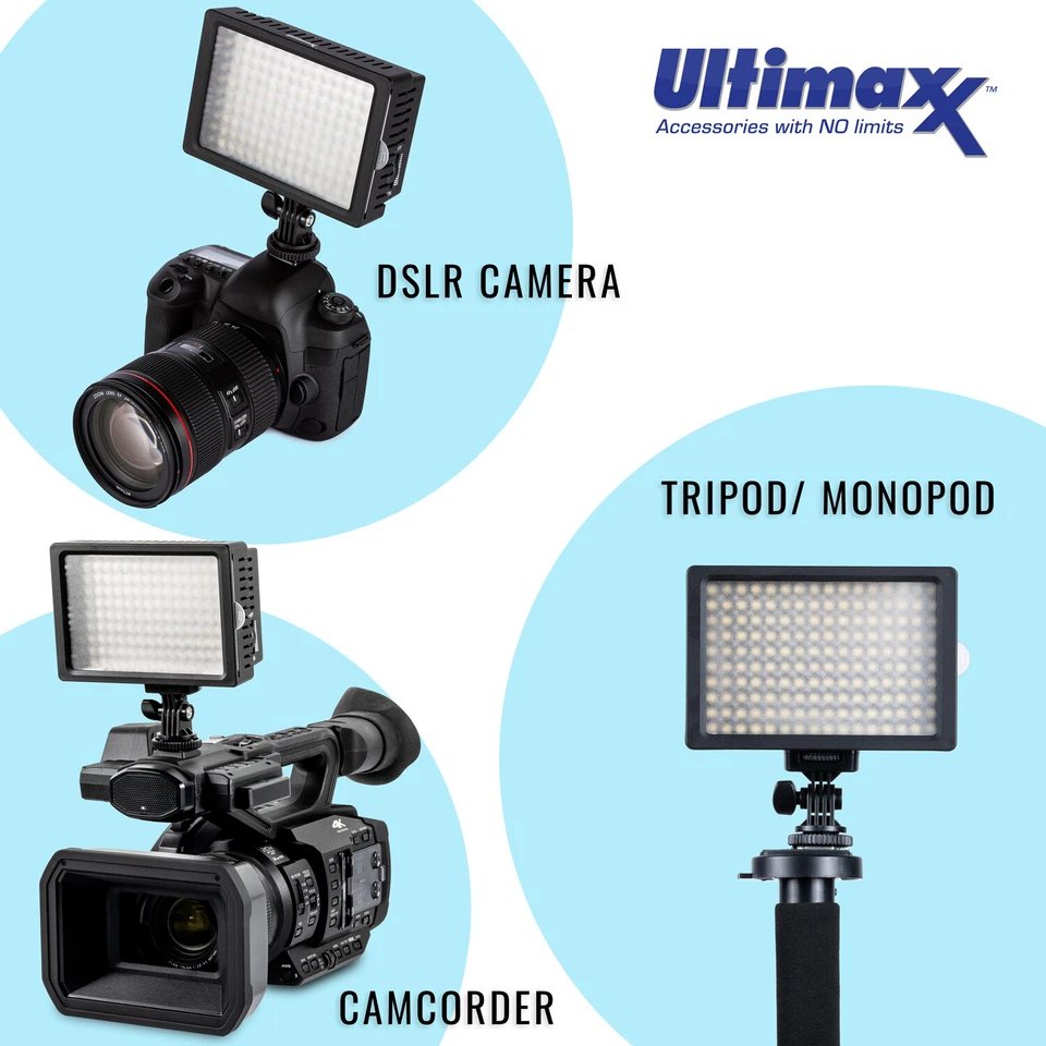 160 LED Video Light Lamp Panel Dimmable for DSLR Camera DV Camcorder by ULTIMAXX - Image 3 of 4