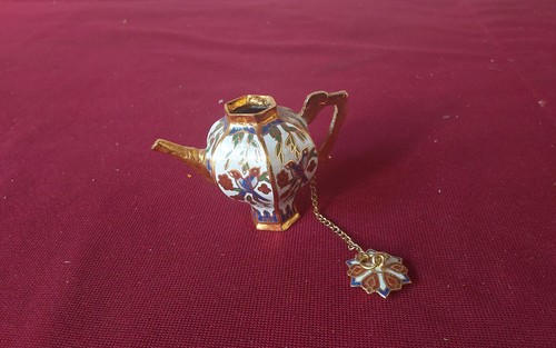 Jarra Cloisonne; tetera; cafetera; China; Japón, con oro - Imagen 3 de 3