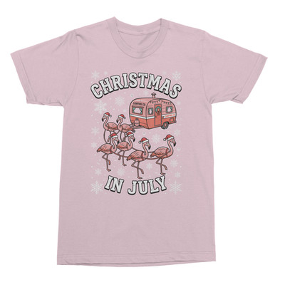 Christmas In July Funny Flamingo Summer Reindeer Unisex T-Shirt