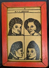 Vintage Folk / Outsider Art Hair Style Chart Oil Painting, K. A. Abrokwah